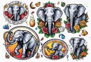 Libra, Massachusetts, elephant, pride colors, music, food tattoo idea