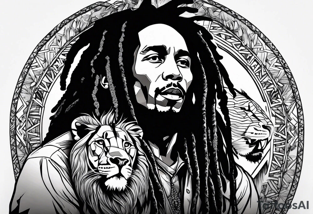 Bob Marley with lion tattoo idea