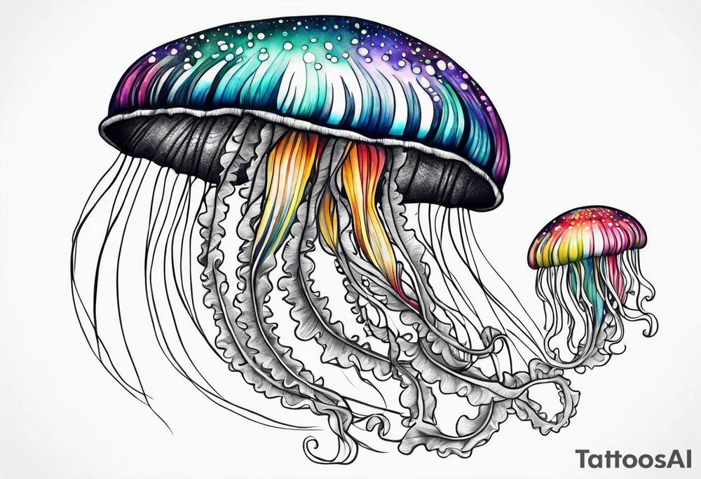 Colourful Jellyfish tattoo idea
