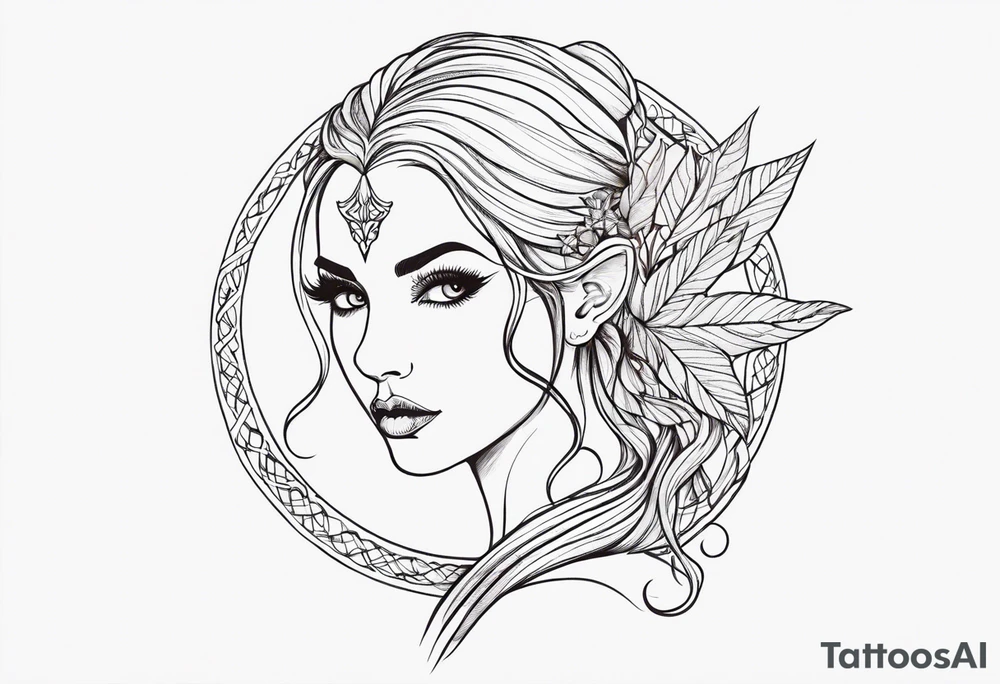 Elfe mit spitzen ohren nd geflochtenen zöpfen tattoo idea