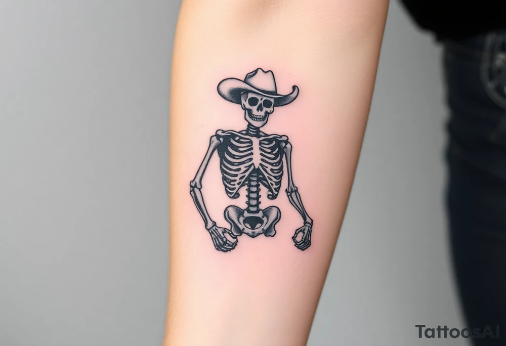 Detailed Skeleton cowboy tattoo idea