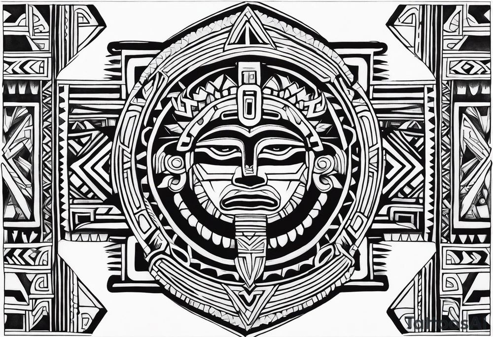 Tohono Oʼodham Aztec tribe tattoo idea