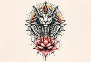 egyptian animal and lotus (make red and black) tattoo idea