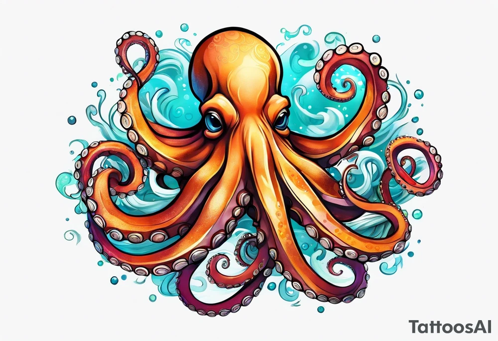 Octopus happy tattoo idea