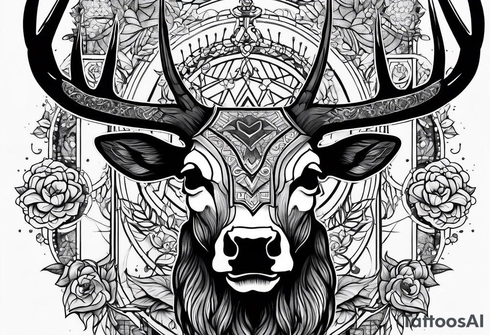 Stag skull tattoo idea