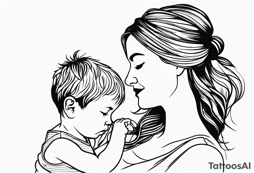 Mother with her son and daughter tattoo idea