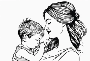 Mother with her son and daughter tattoo idea