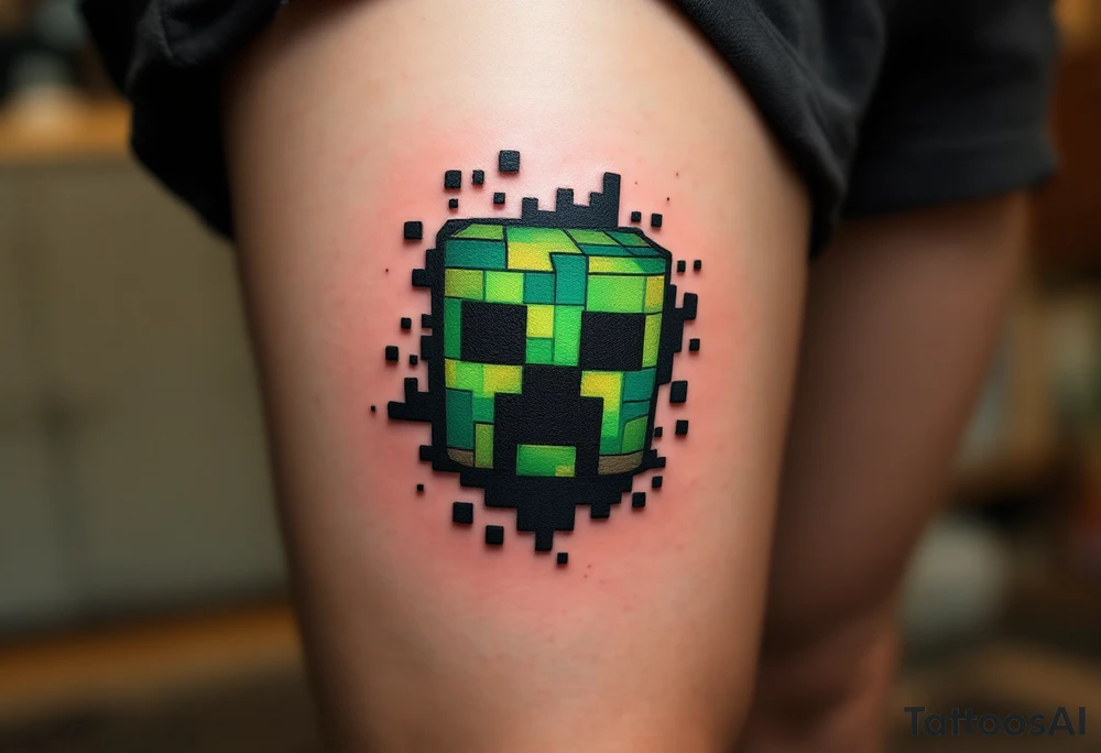 Small Minecraft creeper tattoo tattoo idea