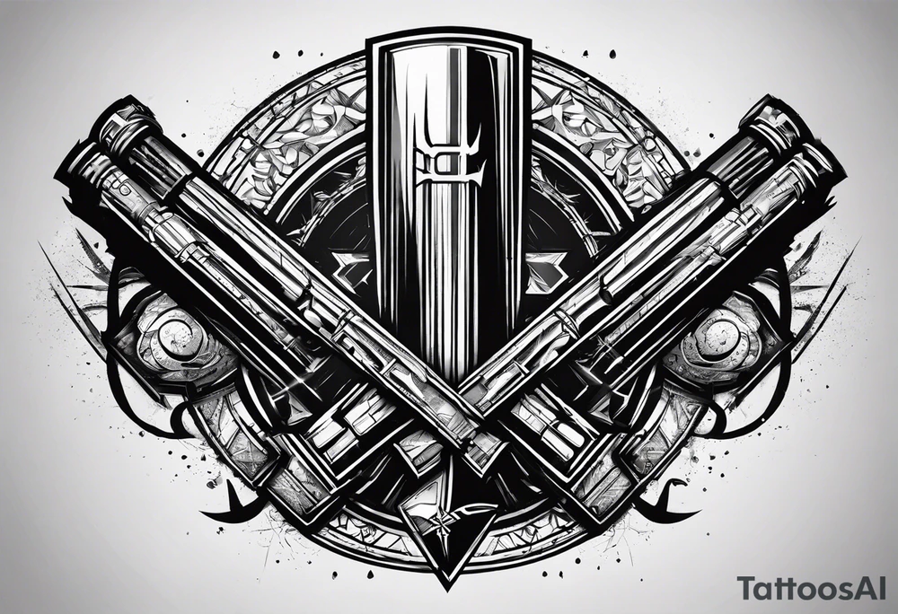 2 Lightsabers overlapping to make an "X" and in the spaces between the put the letters A,J,L and N. tattoo idea