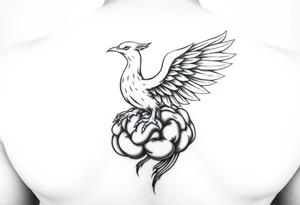 A phoenix rising out of a brain color tattoo idea