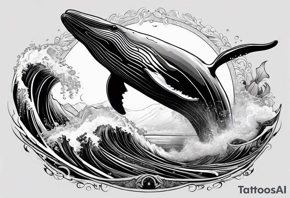 Breaching North Pacific humpback whale tattoo idea