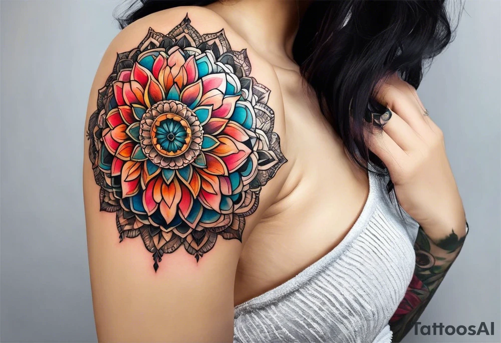 Mandala flower tattoo idea