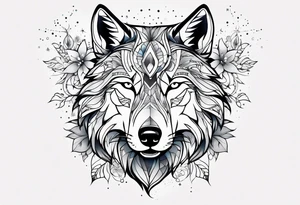 Constellation, animal wolf snow , géométric , flower tattoo idea