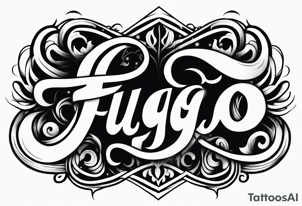 The word “fuego” in cursive with flames around it. tattoo idea