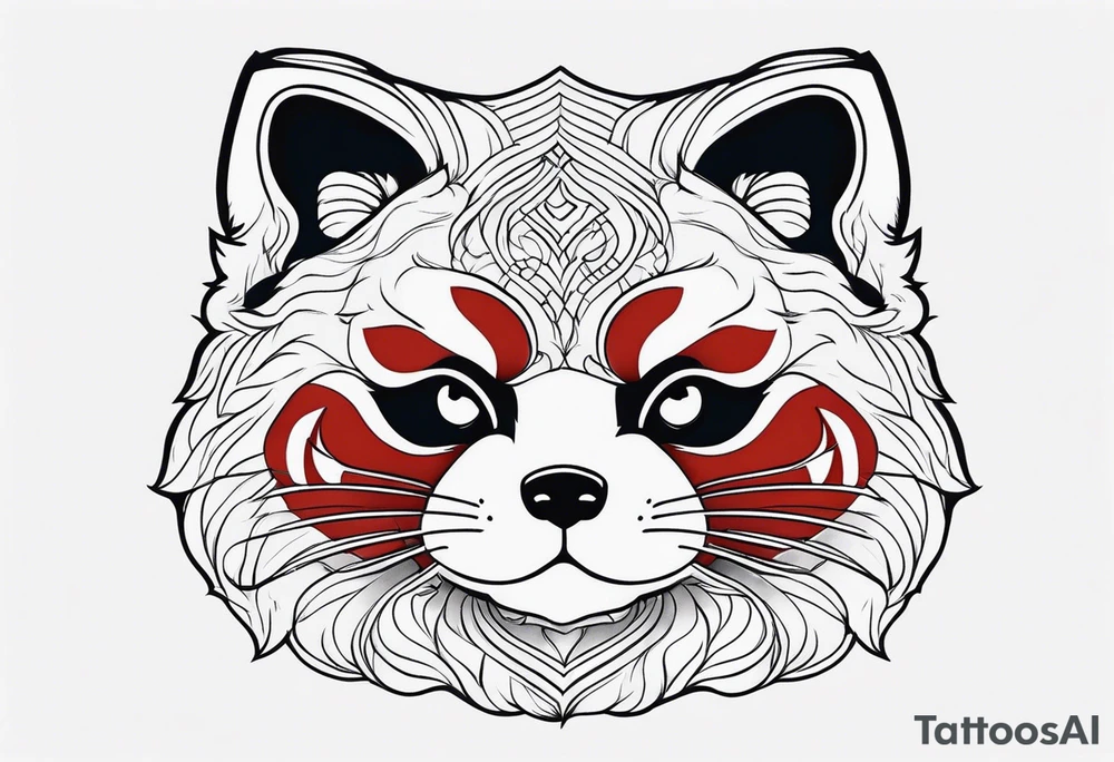 Red panda lucky cat tattoo idea