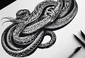 Snake on a sword tattoo idea