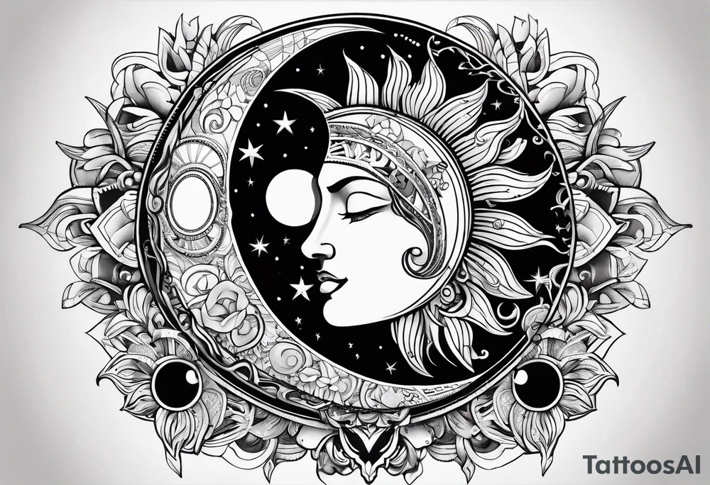 Sun and moon tattoo idea