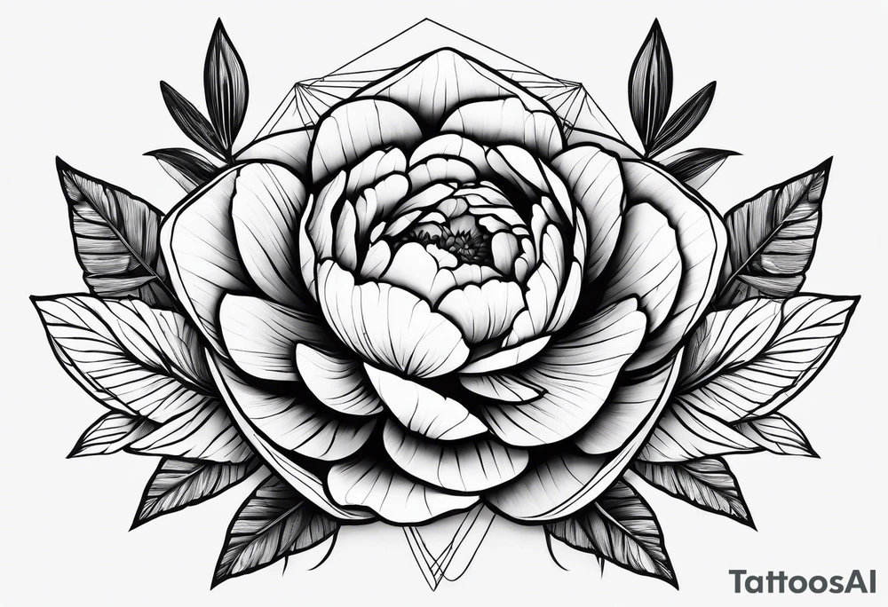 Triangle, peonies, lines, sun, thin lines, aesthetics, tattoo for girl tattoo idea