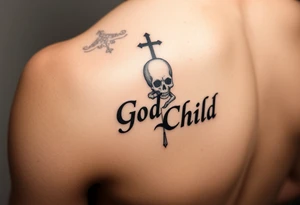 “God’s Child” going down forearm. tattoo idea
