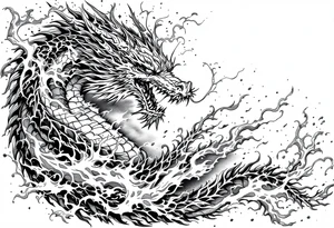 legendary dragon scene with energy aura and power effects tattoo idea