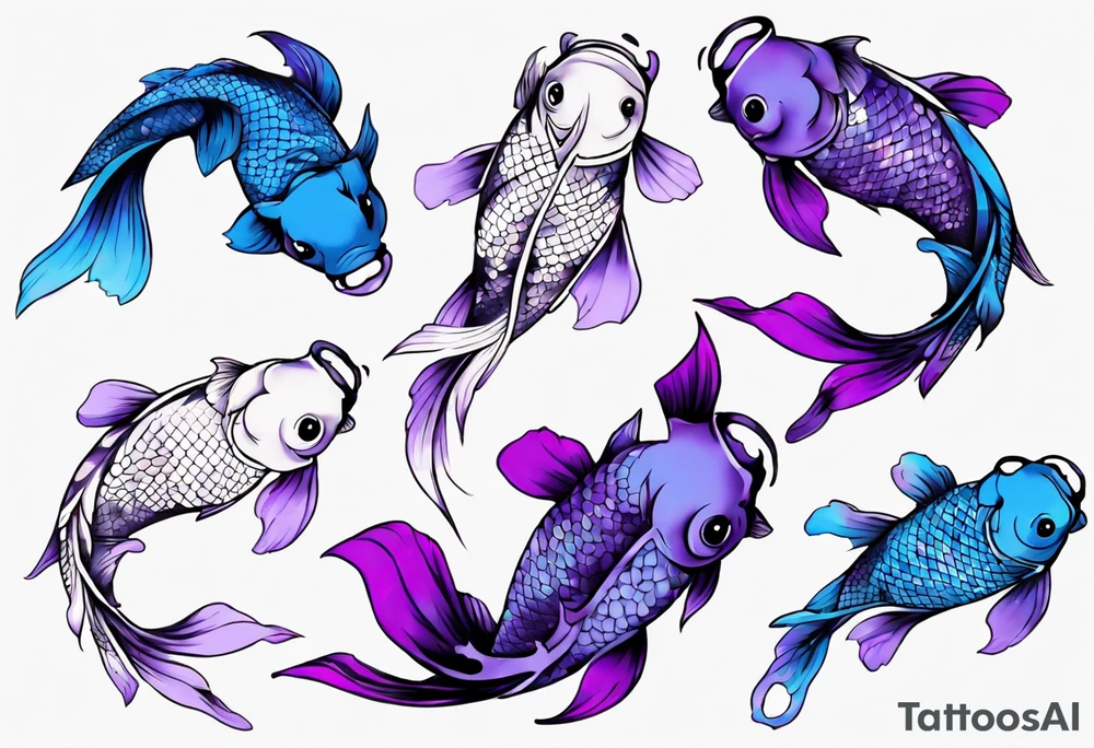 blue and purple koi fish tattoo idea