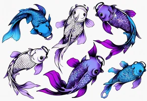 blue and purple koi fish tattoo idea