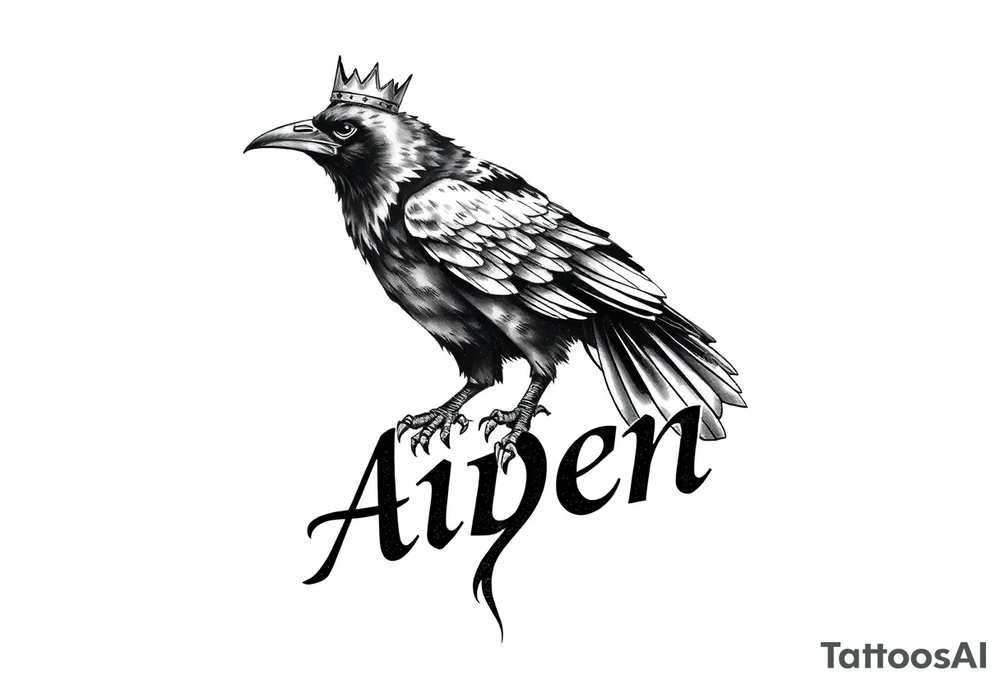 Kings crow on top of the name aiden tattoo idea