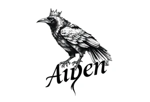 Kings crow on top of the name aiden tattoo idea