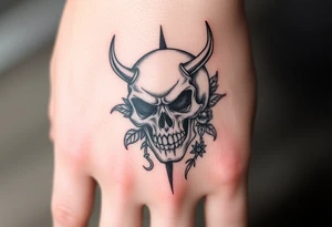 Demonic skull with filler around it tattoo idea