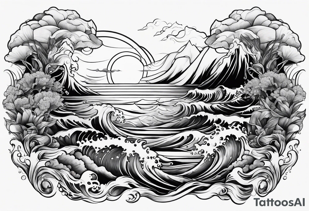 Ocean scene tattoo idea