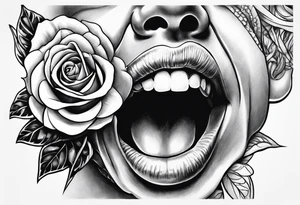Bondage rose in mouth tattoo idea