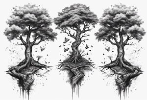 Two trees growing together forearm tattoo idea