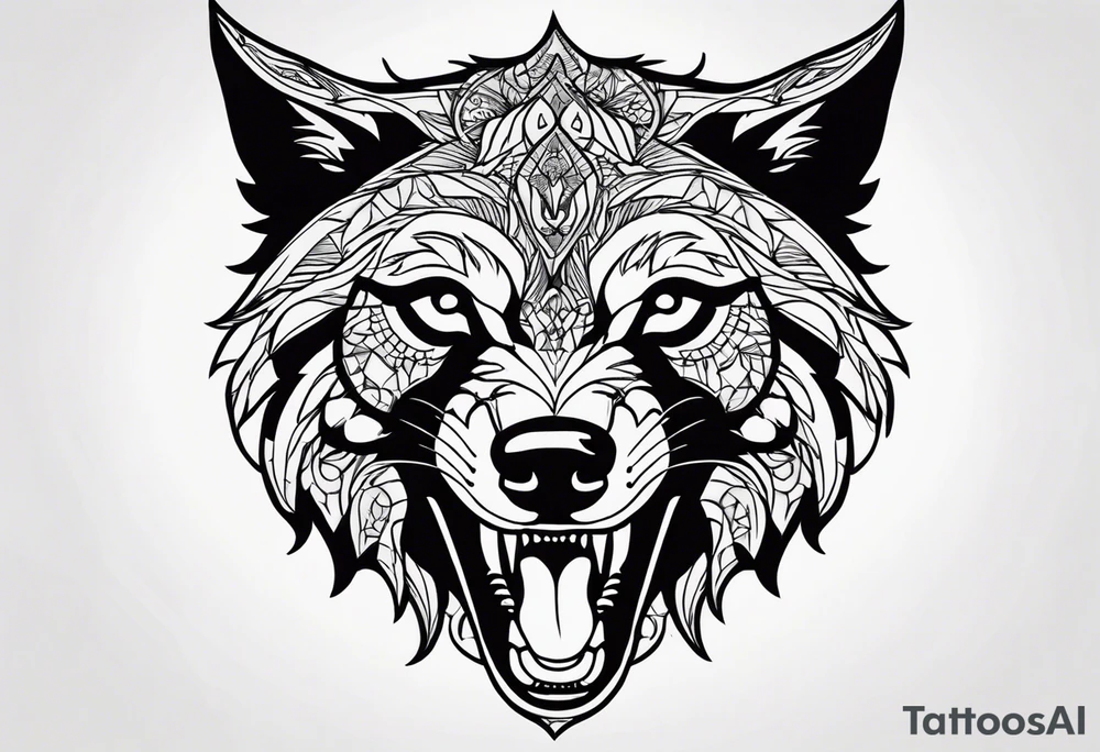 black wolf with blood in mouth tattoo idea