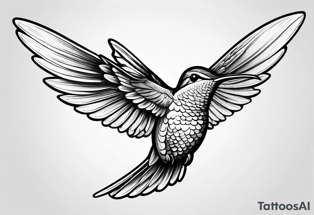 Hummingbird wings spread tattoo idea