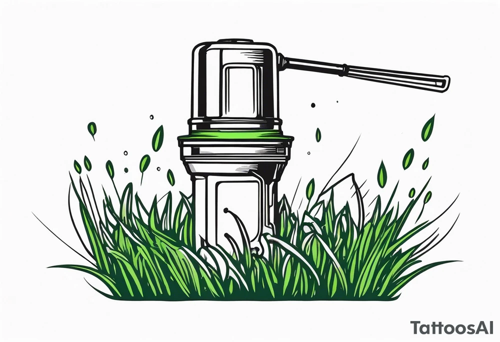 Automatic lawn sprinkler with green grass tattoo idea