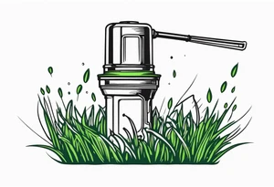 Automatic lawn sprinkler with green grass tattoo idea