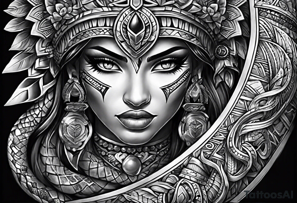 aztec snake sleeve tattoo idea