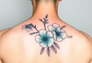 Turquoise colored mimosa flowers as a filler for a sleeve tattoo idea