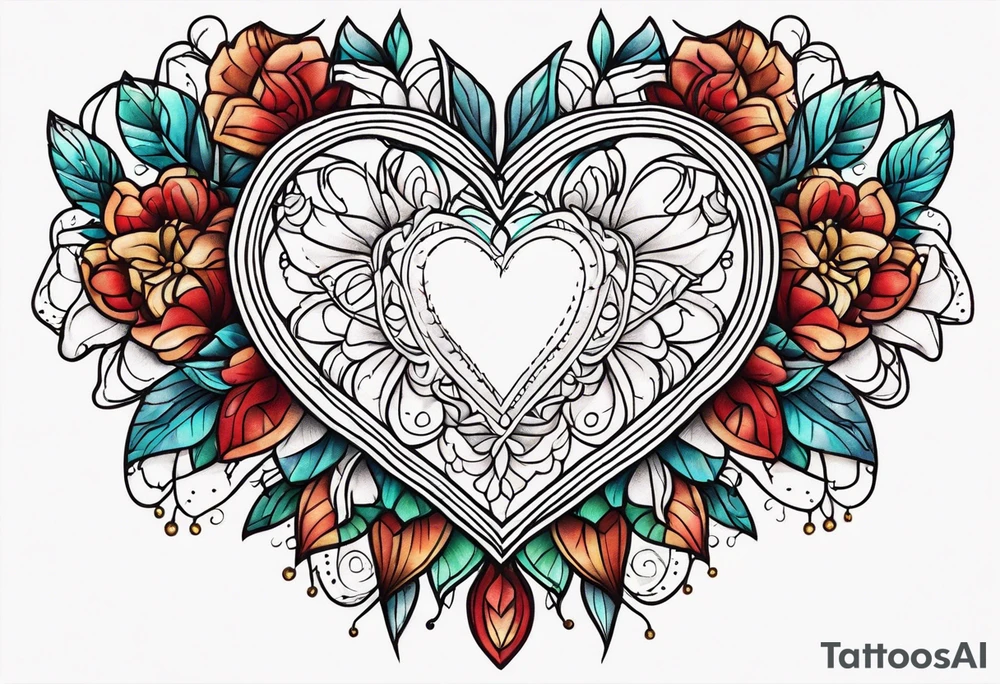 Embroidery heart tattoo idea