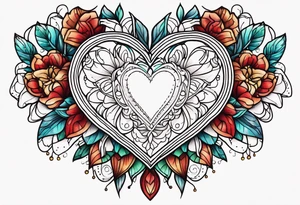 Embroidery heart tattoo idea