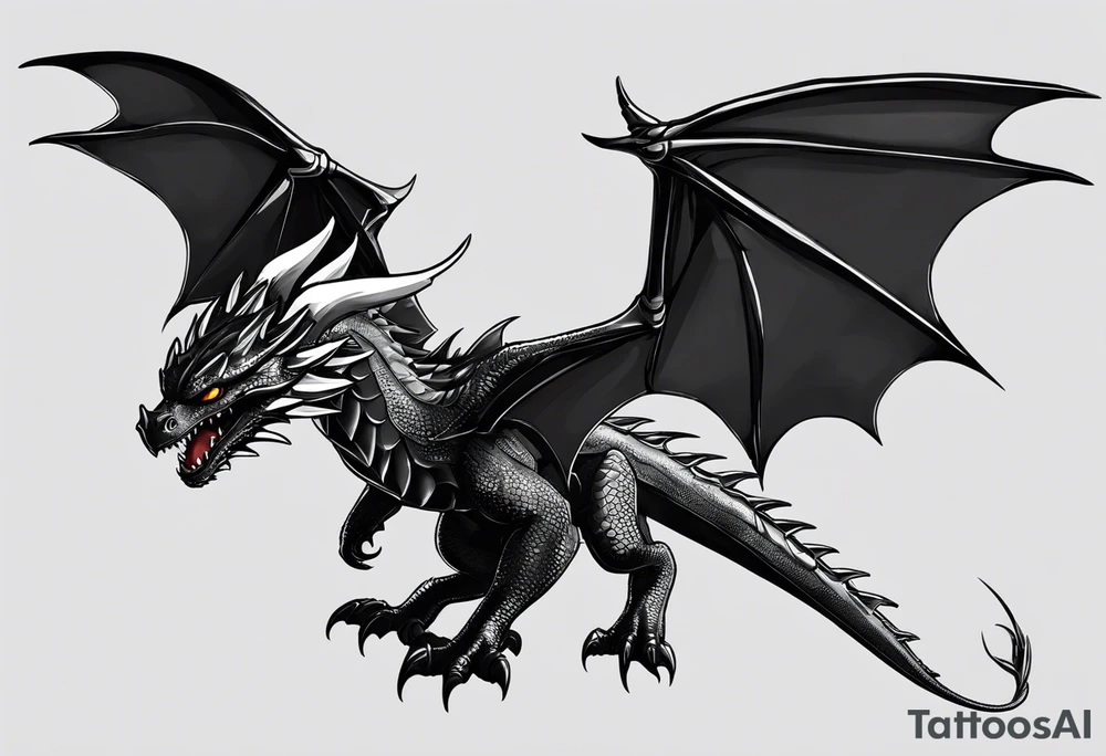 i want the tattoo on my upper back an i want it to be of toothless the dragon but realistic and i want the wings to be spread like on my traps. tattoo idea