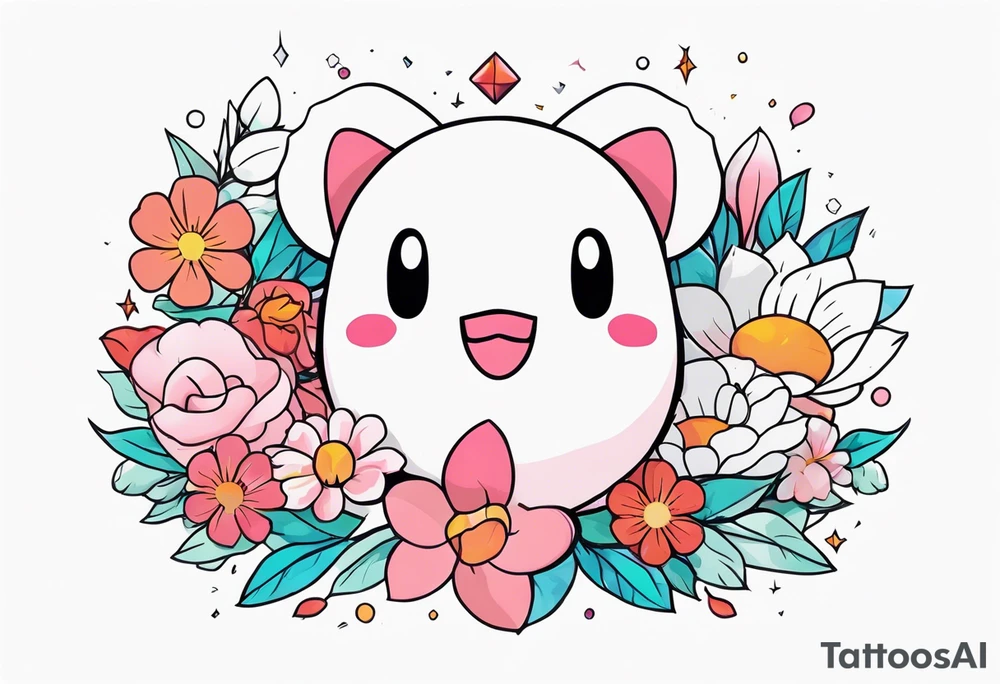 kirby surrounded by flowers holding a crystal tattoo idea kirby surrounded by flowers holding a crystal tattoo idea