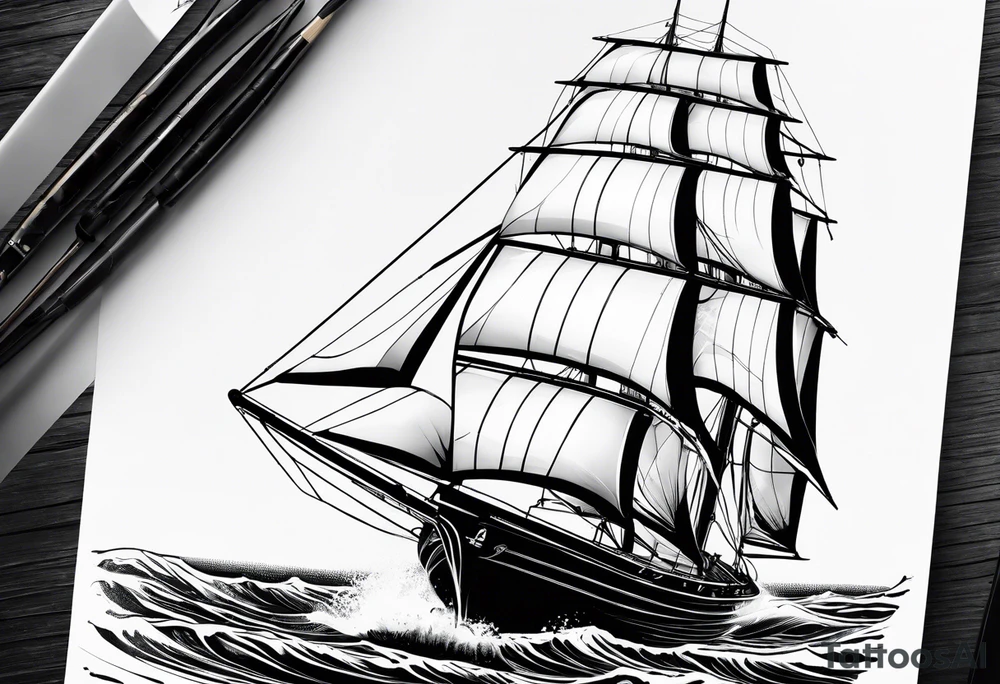 bow of a sailboat. tattoo idea