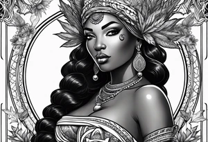 Black Goddess of sativa tattoo idea