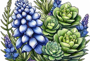 Bluebonnets with succulents tattoo idea