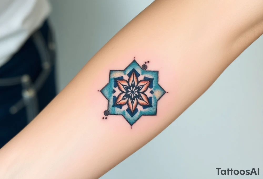 Good karma symbols inside honey combs tattoo idea