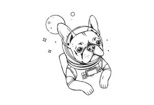 a space themed tattoo of my french bulldog mars. include elements in space like planets and stars. mars should be depicted as a astronaut tattoo idea