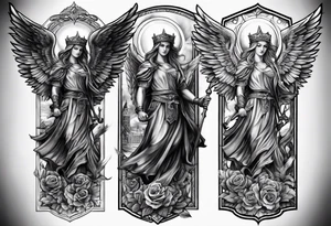 st Micheal tattoo on the outside of the forearm tattoo idea