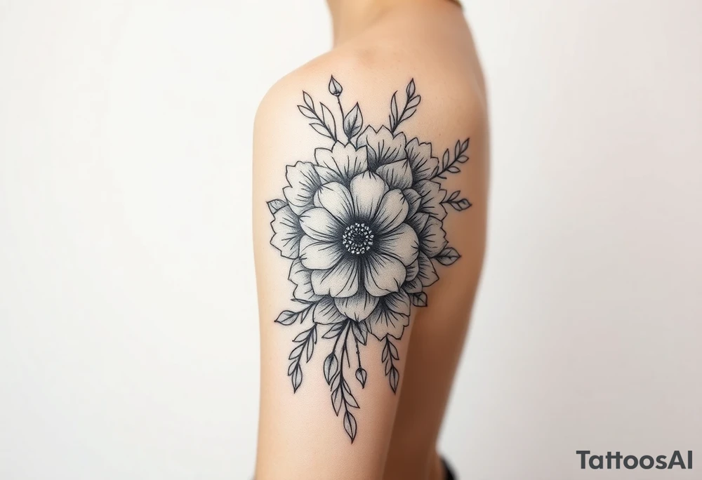 Western floral forearm half sleeve tattoo idea