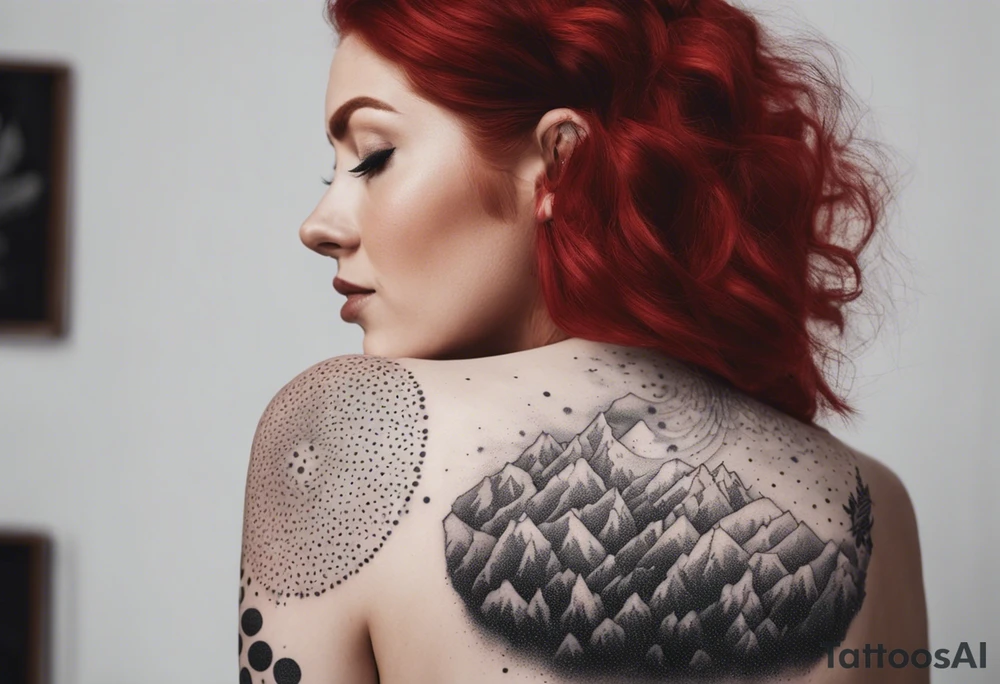 Busty red haired woman with a bearded man who has black hair tattoo idea